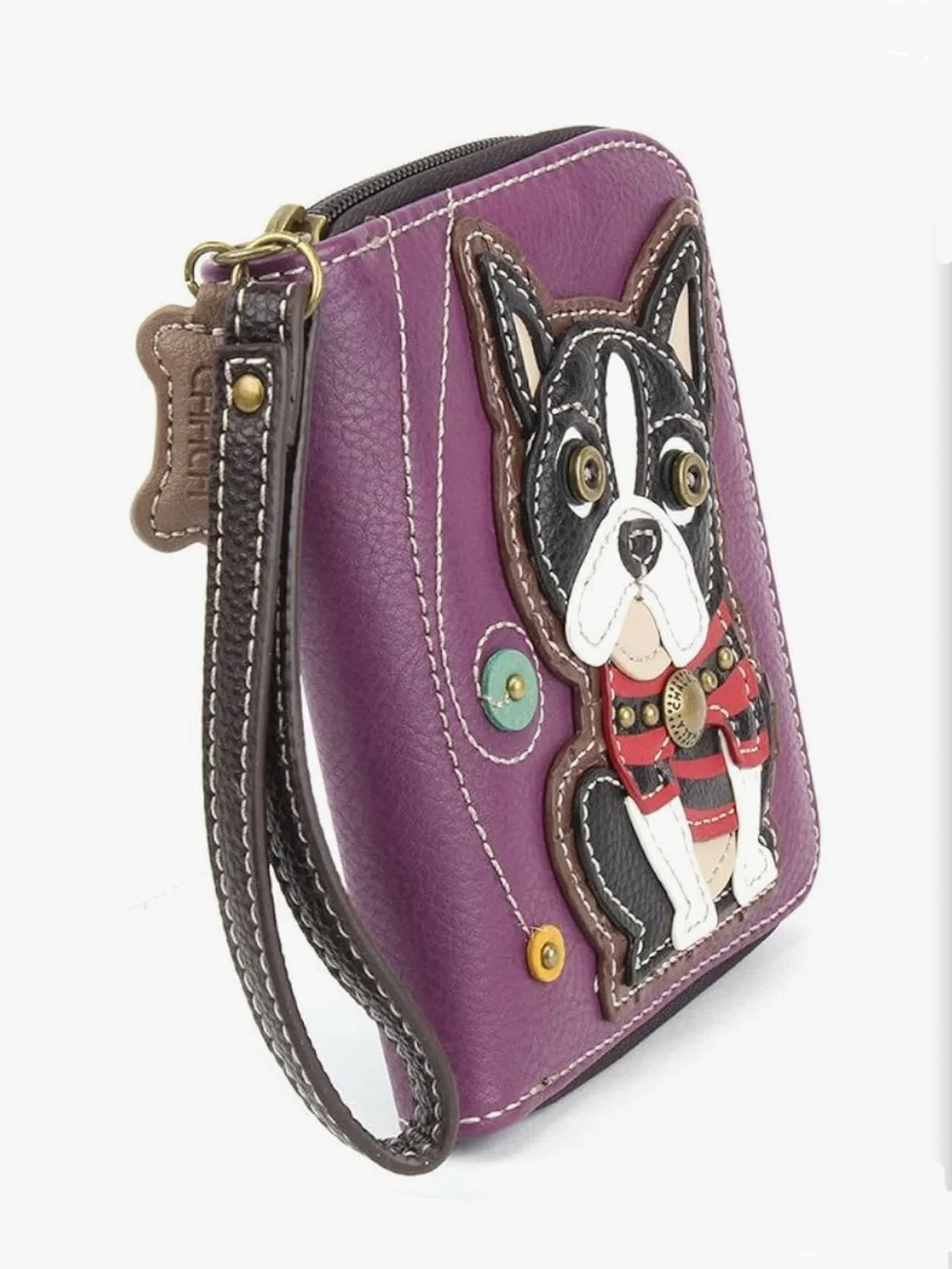 Chala Boston Terrier Appliqué Wallet Wristlet NWOT